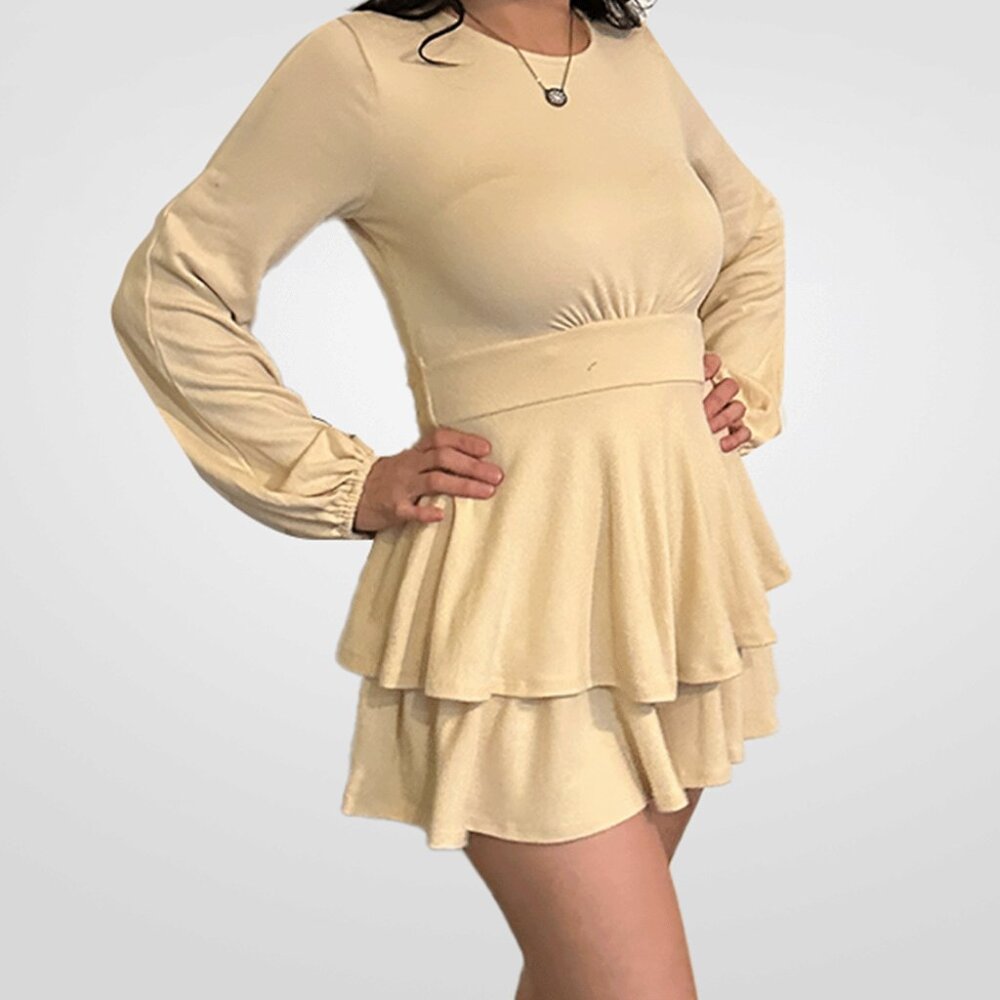 Off White Long Sleeve Sweater Romper